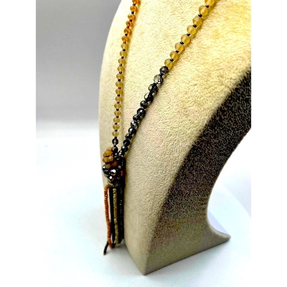 Long Beaded Tassel Necklace With Sparkling Beads & Mixed Colors. A51 - Picture 3 of 8